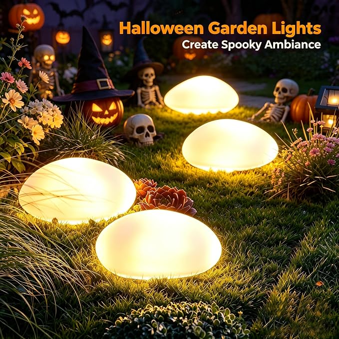 Solar Garden Pebble Lights - Glowing Stone LED Pathway Lights for Yard & Walkway